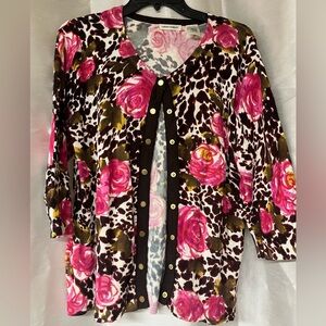 Laura Ashley Pink Floral Button-Down Sweater